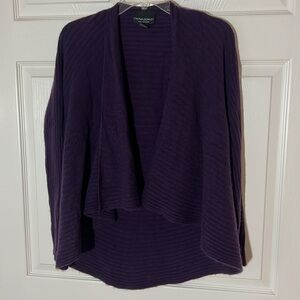Cynthia Rowley 100% CASHMERE Open Waterfall Cardigan Dark Purple, Sz Small